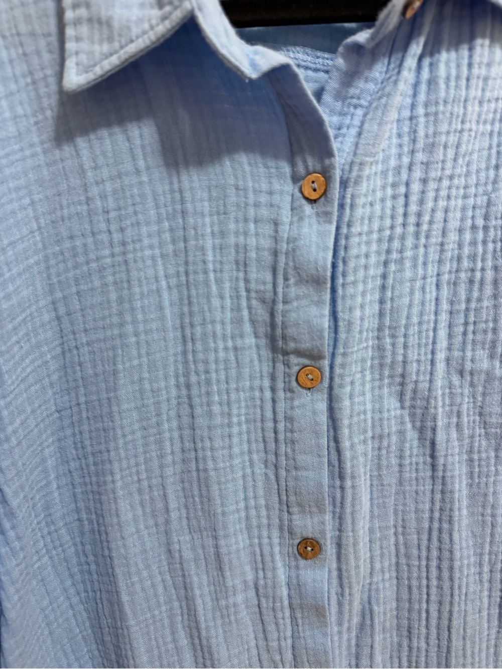 Ron Jon Surf Shop Blue 100% Cotton Gauze Button Down Shirt Large - Picture 2 of 8
